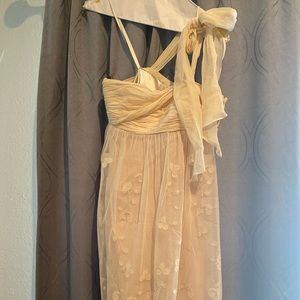 BCBG cream one shoulder dress